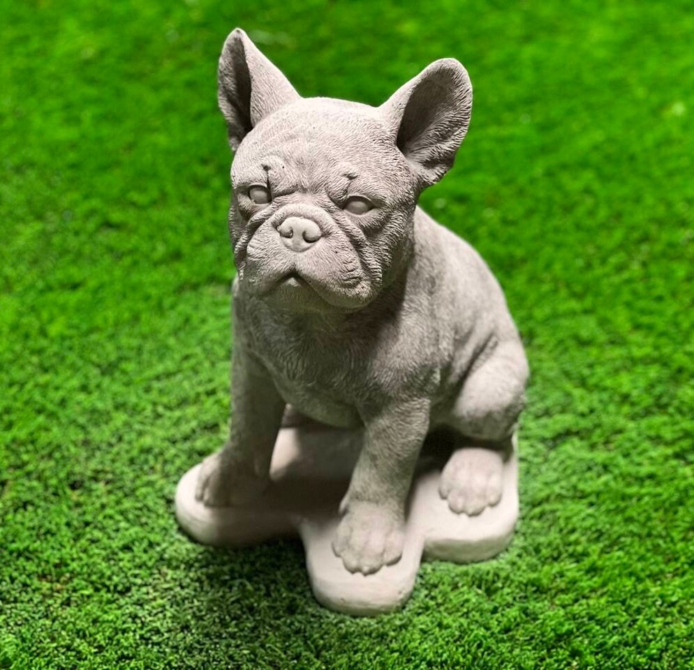 French Bulldog on Basement Figurine Concrete French Bulldog Puppy