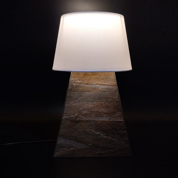 lampe de table moderne géométrique « Ardoise » en ardoise design minimaliste lampe champignon en pierre naturelle en forme trapézoïdale Lampe de table champignon décoration de table