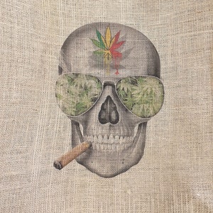 Coffee sack jute sack decoration SACK Deco with selected motif skull-H-1! Jute wall decoration mural upholstery cover