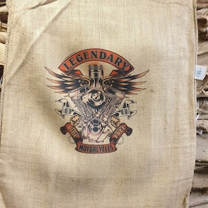 Kaffeesack Jutesack Deko SACK Deco mit ausgewählten Motiv MOTORCYCLES LEGENDARY!! ute Wanddeko Wandbild Polsterbezug