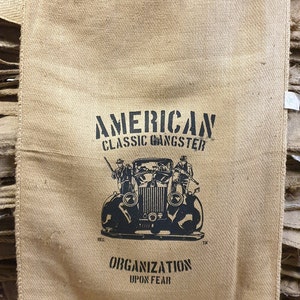 Coffee sack jute sack decoration SACK Deco with selected motif American Gangster jute wall decoration mural upholstery cover