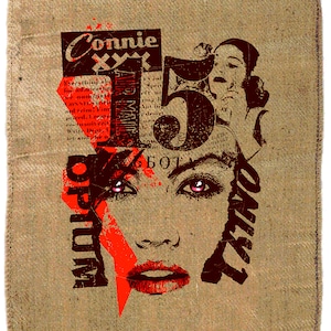 Kaffeesack Jutesack Deko SACK Deco mit ausgewählten Motiv Connie  !! Jute Wanddeko Wandbild Polsterbezug