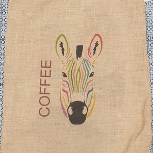 Coffee sack jute sack deco SACK Deco with selected motif zebra colorful! Jute wall decoration mural upholstery cover