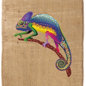 Coffee sack jute sack decoration SACK with selected motif Chameleon !!! Coffee sacks wall decoration mural upholstery cover