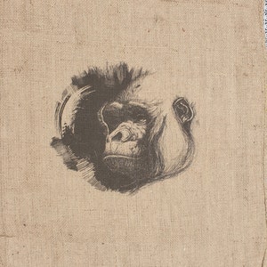 Coffee sack jute sack decoration SACK Deco with selected motif monkey black! Jute wall decoration mural upholstery cover