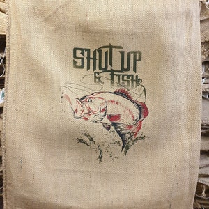 Coffee sack jute sack decoration SACK Deco with selected motif fish Fich Koi!! Jute wall decoration mural upholstery cover