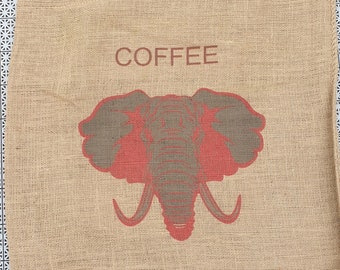 Coffee sack jute sack decoration SACK Deco with selected motif elephant RG! Jute wall decoration mural upholstery cover