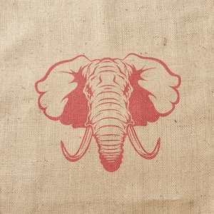 Coffee sack jute sack decoration SACK Deco with selected motif elephant red! Jute wall decoration mural upholstery cover
