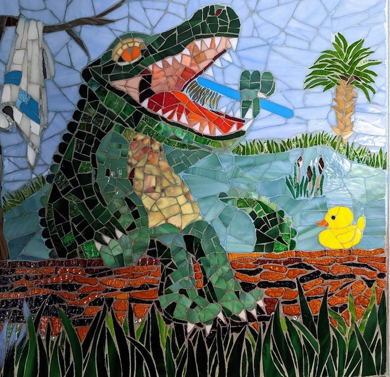 Alligator Wall Art Luxury Wall Art Stained Glass Mosaic Etsy