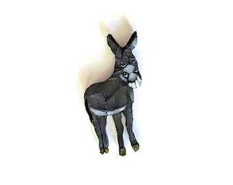 donkey, donkey mosaic, donkey magnet, donkey fridge magnet, fridge magnet, refrigerator magnet, donkey lover gift, kitchen décor, home décor