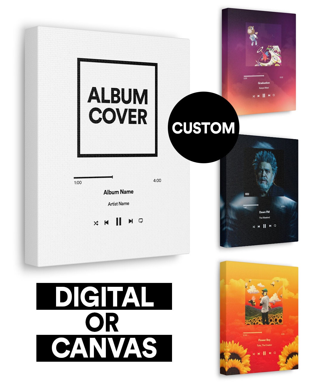 Custom Album Cover Music Player Aesthetic Canvas Print Wall Etsy