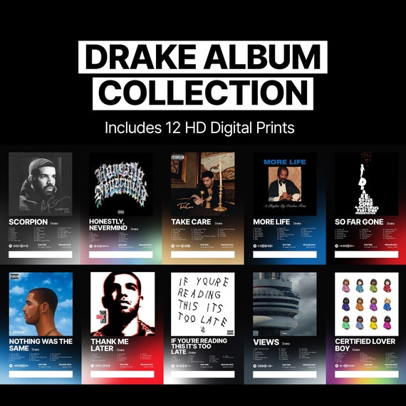  Drake Poster Album Cover Posters Set of 6, Rapper