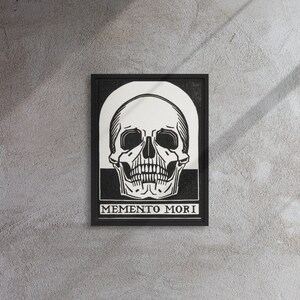 Vintage Skull Memento Mori Framed Canvas Wall Art