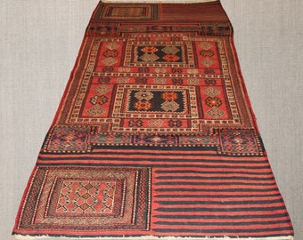 Bahtiyar 5781, Tappeto turco, Tappeto in lana, Oggettistica per la casa, Tappeti tribali, Tappeto fatto a mano, Tappeto soggiorno, Tappeto orientale, 3 in 1 (Tappeto,Kilim,Schumack)