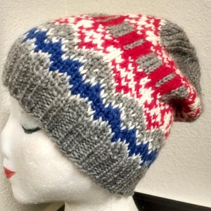Nordic Style Knit Wool Beanie Hat, Handknit Ski Hat