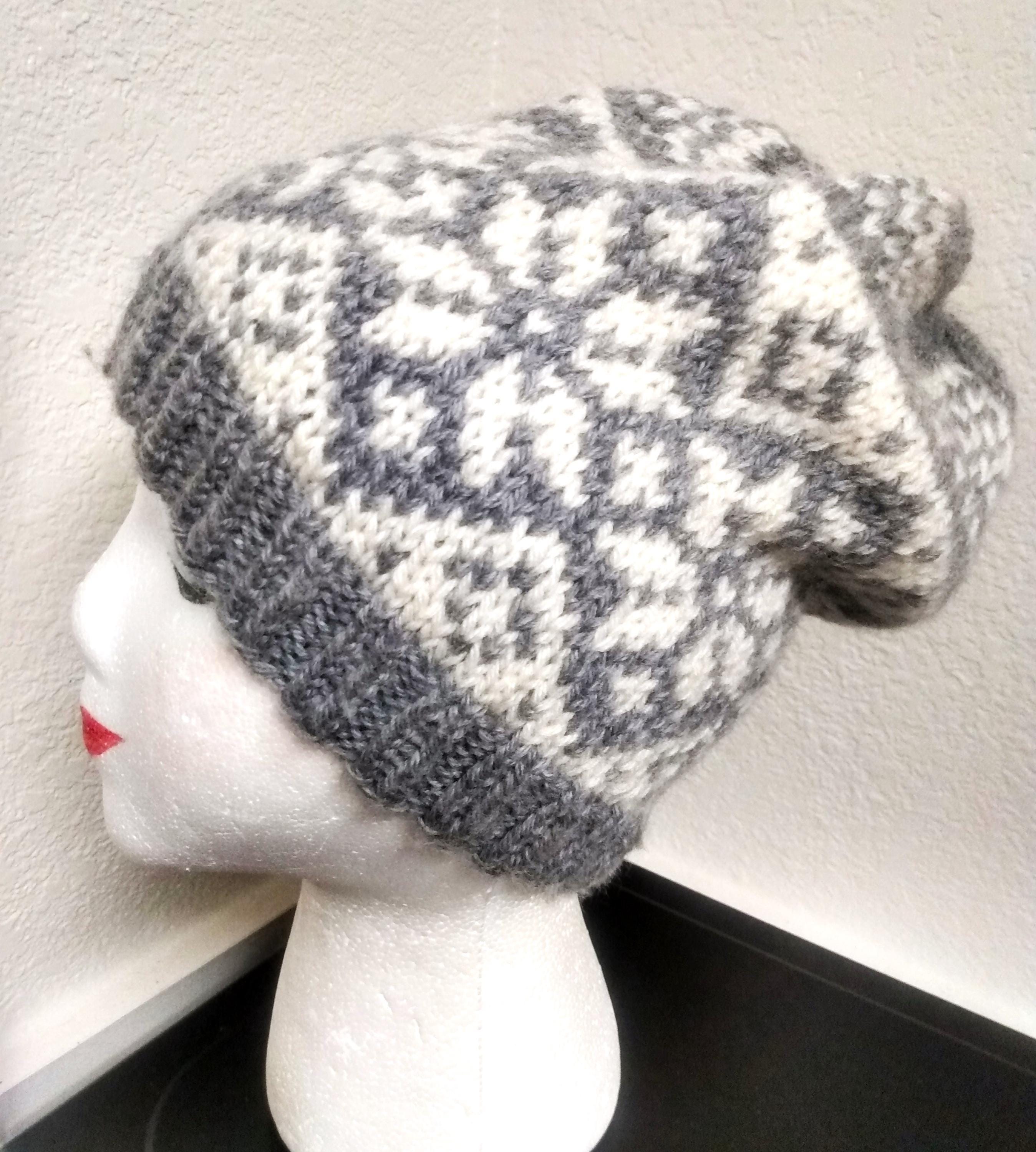 Nordic Snow Beanie, Warm Handknit Winter Hat, Ski Hat - Etsy