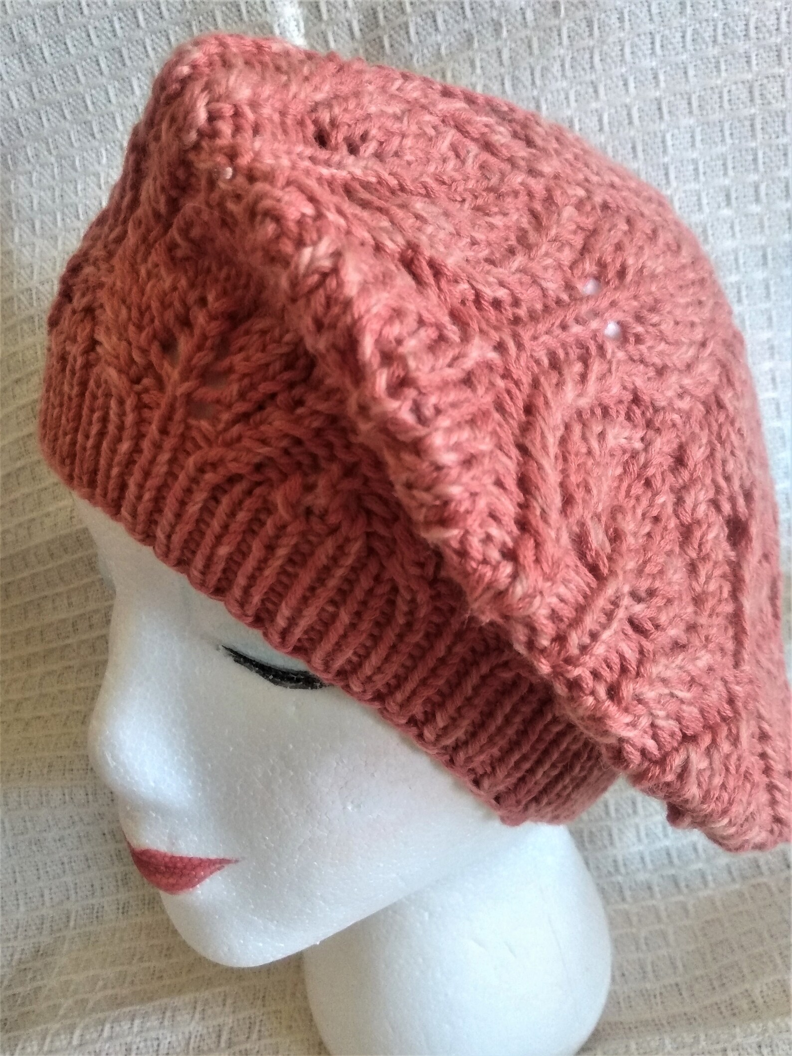 BERET HAT IN PEACH BEIGE TWEED 434679
