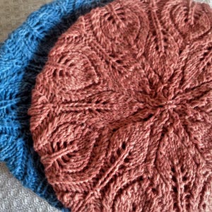 Falling Leaves Tweed Beret, Lace Beret for Women, Lace Knit Hat for Fall or Spring