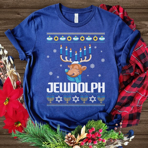 Jewdolph Sweatshirt,Hanukkah Sweatshirt,Ugly Christmas Sweater,Jewish Ugly Christmas Sweater, Holiday Sweater, Chrismukkah Sweater, Hanukkah