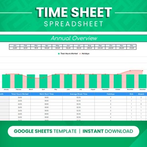 Zeitblatt für kleine Unternehmen | Mitarbeiter Stunden Tracker | Google Sheets Gehaltsabrechnungstabelle