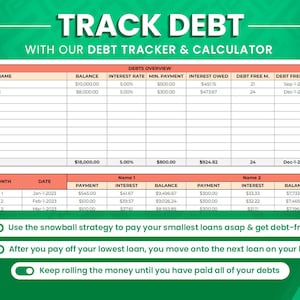 Debt Payoff Tracker Debt Snowball Tracker Debt Free Financial Planner