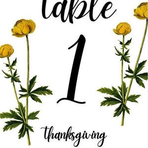Luxe Thanksgiving Tafel nummers Sjabloon (4x7) | Afdrukbare Thanksgiving Tafel Decor, Instant Download