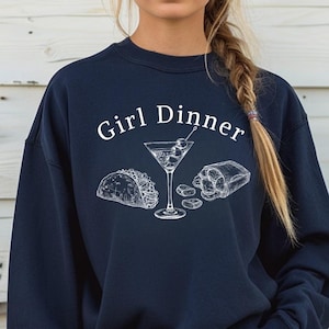 Girl Dinner Sweatshirt, Martini Cocktail Club Sweater, Girls Night Crewneck, Dinner Club, Trendy Girly Sweatshirt, Girl Dinner Crewneck