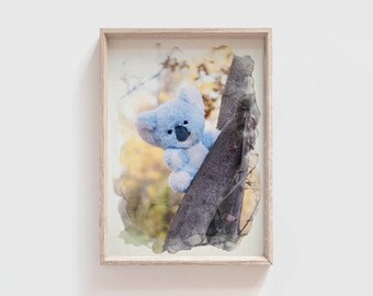 Stuffed Animal Koala Print, Nursery Wall Art, Instant Digital Download, Kids and Baby Room Decor, Printable Wall Art