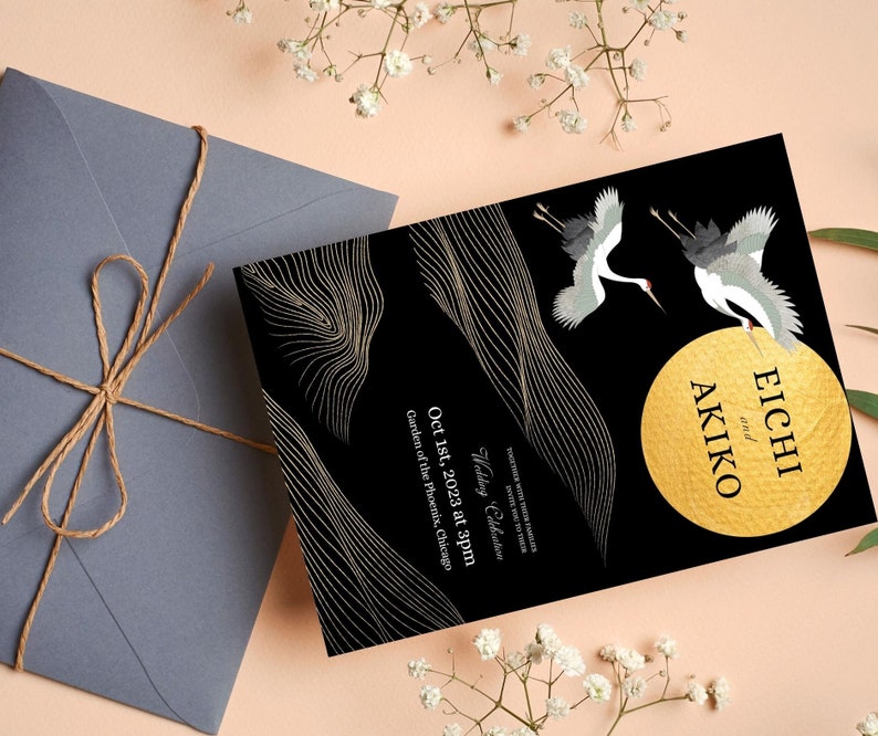 Modern Zen Wedding Invitation Template. Asian/chinese/japanese/oriental