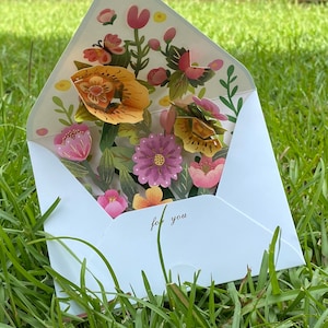 Hidden Gem Pop-Up Floral Card with Gold Leafing – Premium Cardstock, Unique Surprise, Customizable Message!