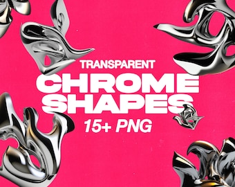 Chrome Shape Pack, Liquid Chrome Shapes Bundle, Y2K Chrome Symbols Pack, Abstract Chrome Shapes, Chrome Symbol Clipart For Graphic Design