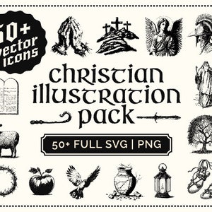 Christian Illustration SVG Pack, Christian Bundle SVG, Christian Symbols And Icons, Vector Bible Illustrations, Christian Symbols Bundle