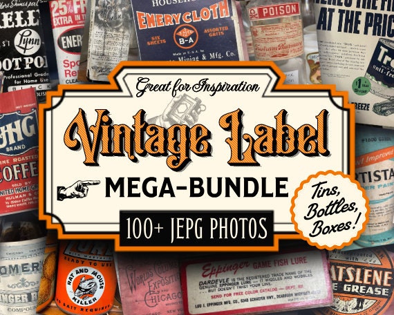 Vintage Label Inspiration Mega Bundle, Perfect For Victorian Label Ideas, Packaging Designs, Vintage Tins, Vintage Cans, Old Boxes