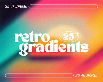 Retro Background Gradient Pack, Groovy Retro Digital Paper, Gradient Background Download, Digital Backgrounds, 4K Gradient Backgrounds