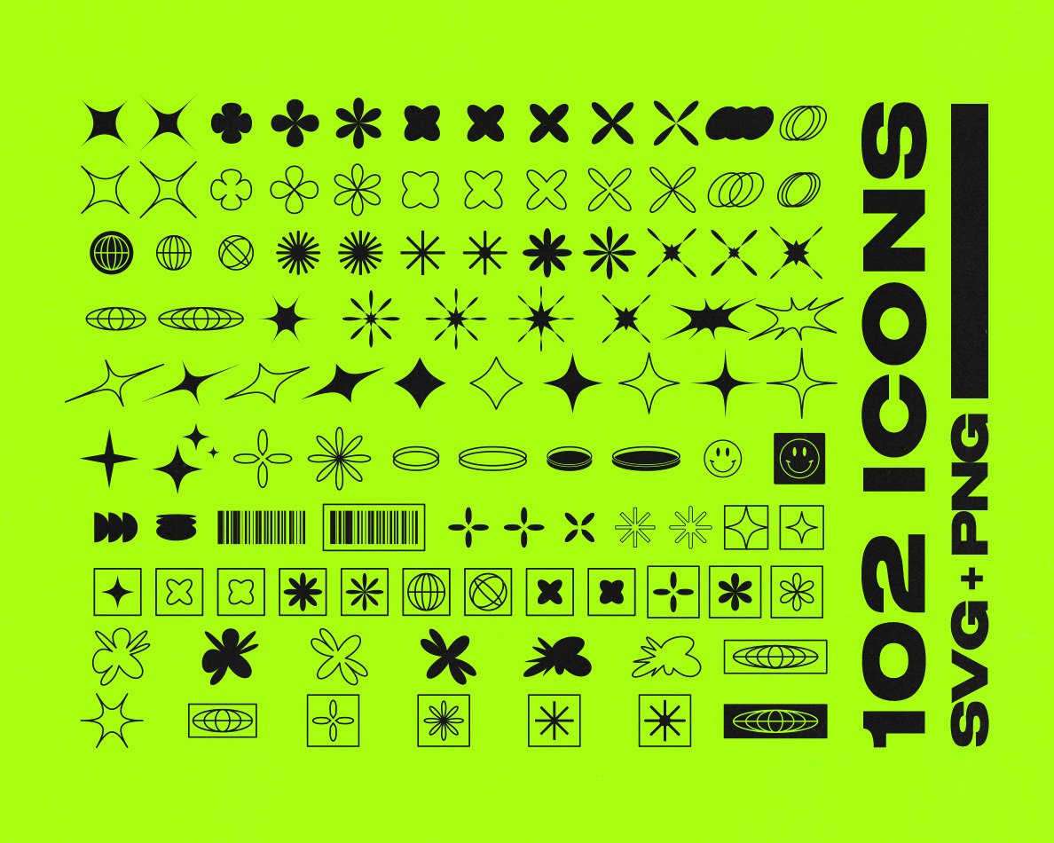 Y2K Aesthetic Icons Template 134 Assets for Logos Clothing 