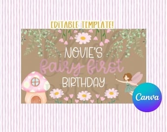 Fairy First Birthday Banner Mockup