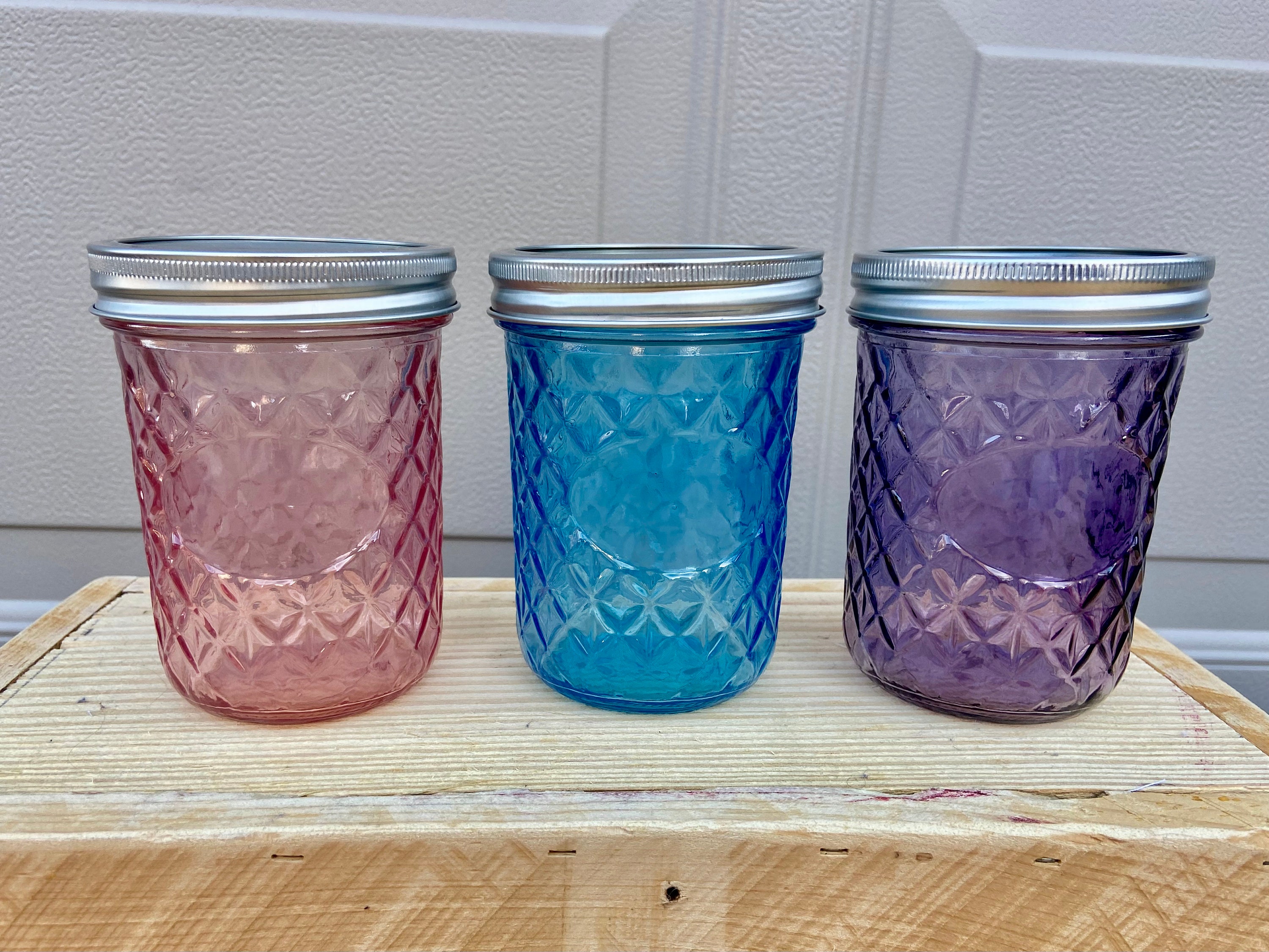 Cupture 3 Pack Mason Jars in Blue Pink and Purple