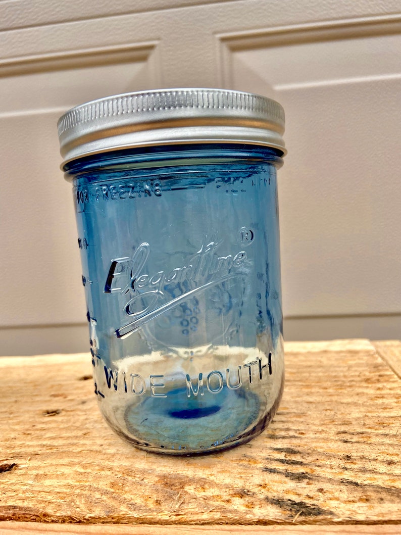 Blue Mason Jar WIDE Mouth PINT Vintage Style Jars Limited Etsy