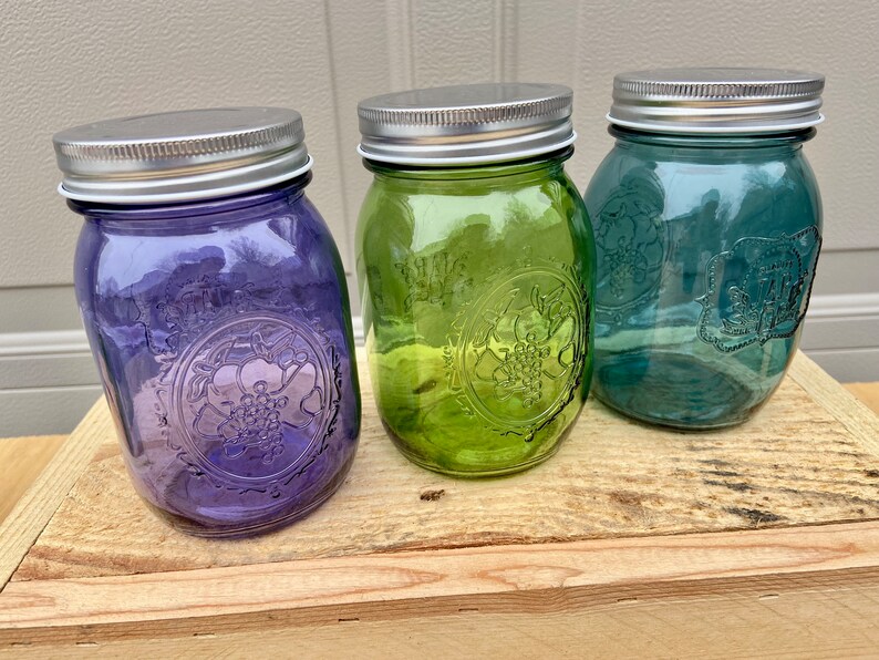 Pick Your Color Clear Colored Mason Jars Pint Size Purple Etsy