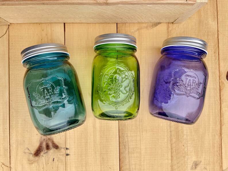 Pick Your Color Clear Colored Mason Jars Pint Size Purple Etsy