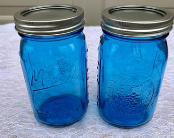 Vintage Style Blue Mason Jar Wide mouth Quart size Canning Jar - Special Edition NEW 32 ounce NEW