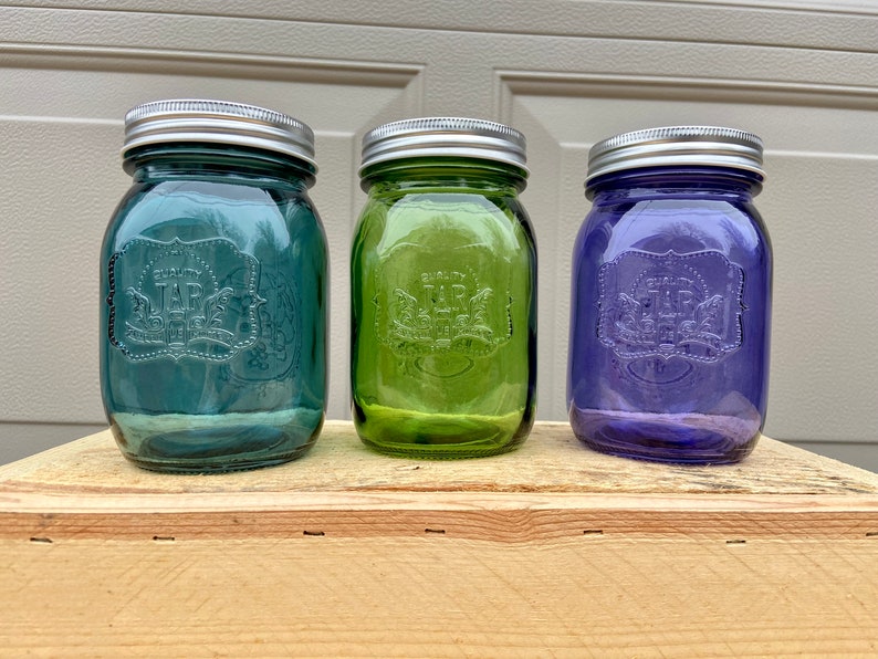 Pick Your Color Clear Colored Mason Jars Pint Size Purple Etsy