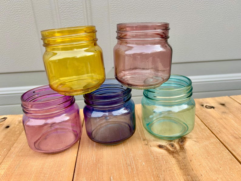 Farm Jars Color 15 Spring Colored Mason Jars, Mini 8oz Size Canning Jars With Lids - Etsy