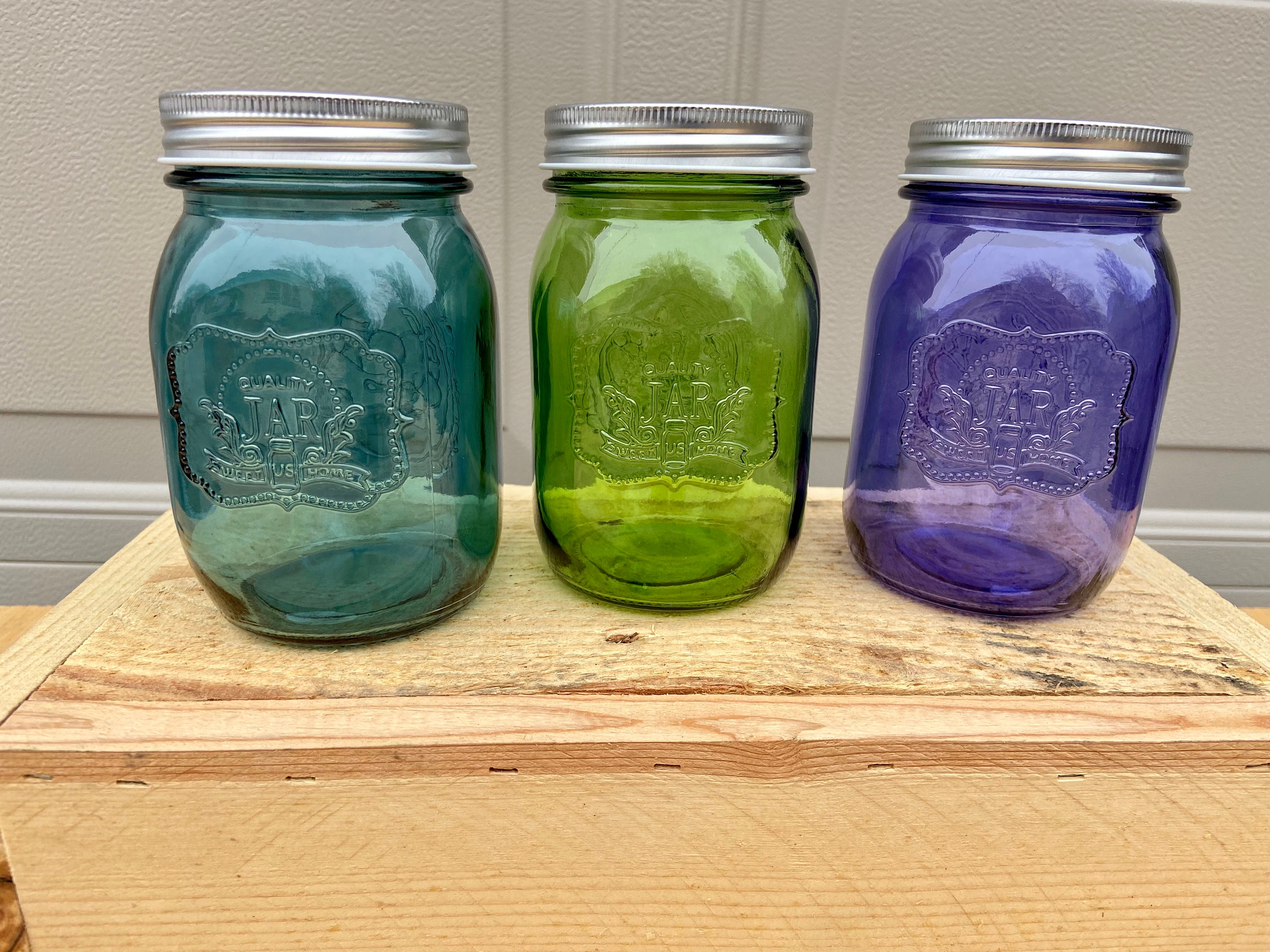 Glass MASON JAR ~ Purple / Blue / Pink / Green / Clear ~ BALL 16 oz PINT