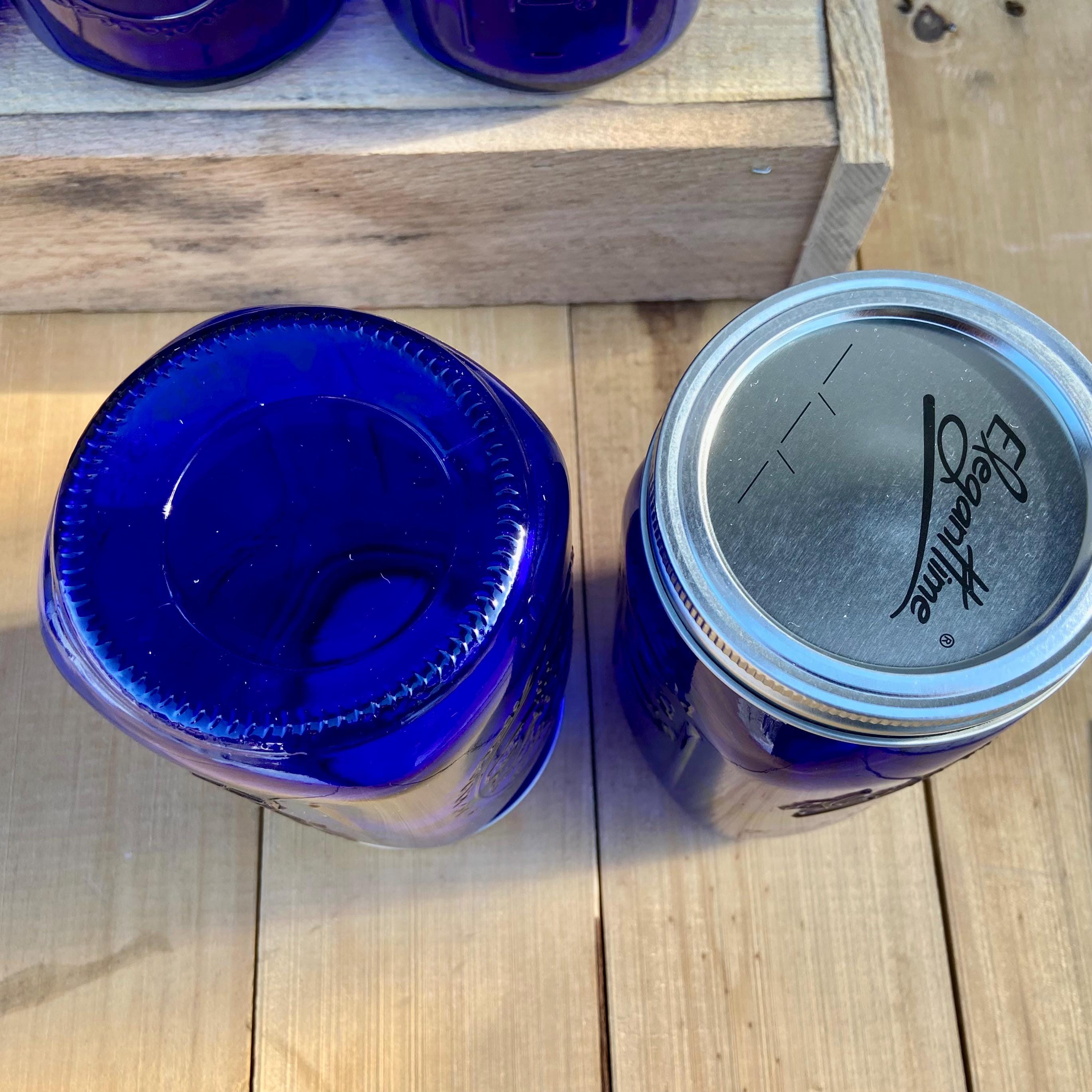 2 COBALT Blue Mason Jar Wide Mouth Quart Size Canning Jar - Special ...
