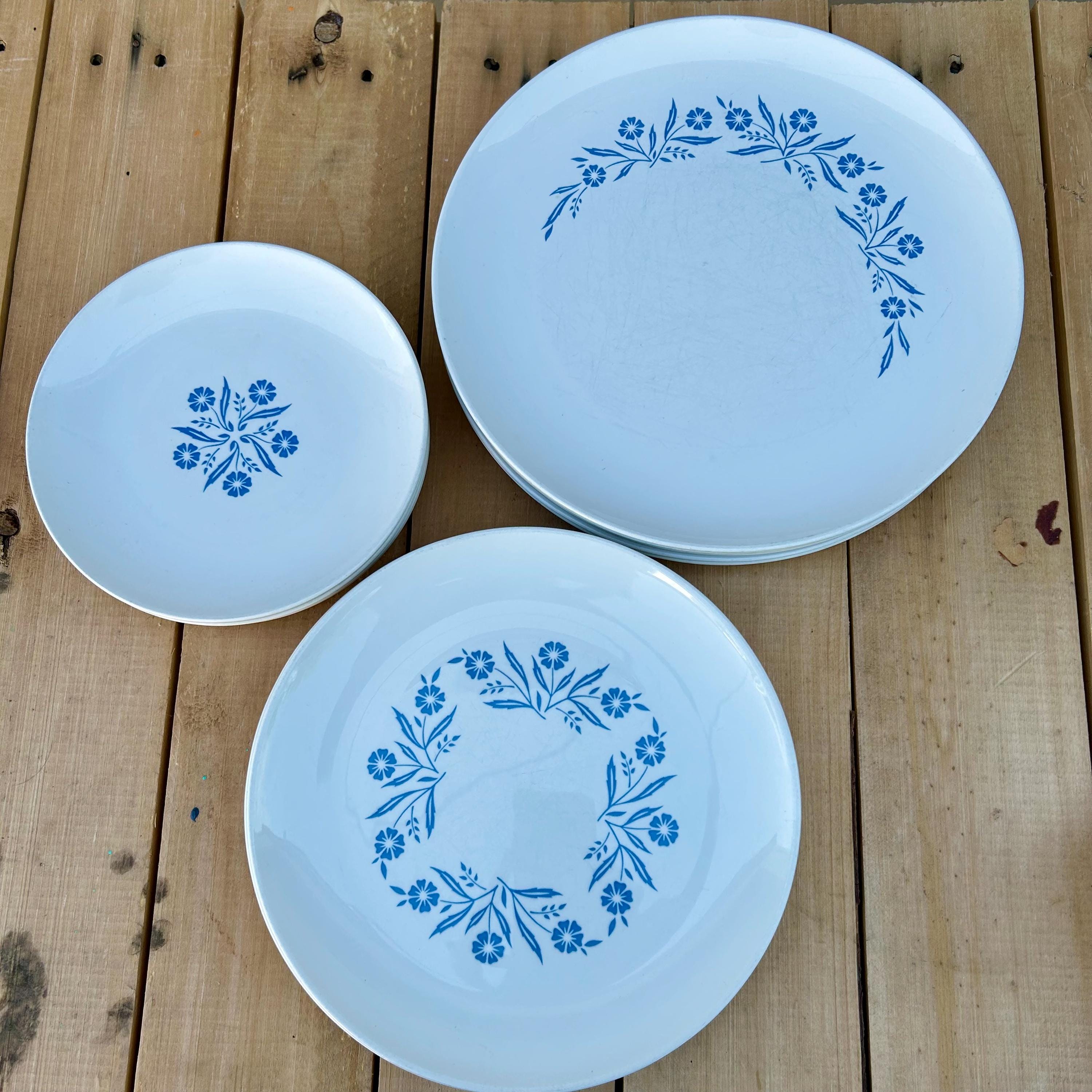 8 Blue Flower Plates - Etsy