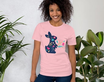 Osterhasen Blumen T-Shirt: Frühlings Blumen Kaninchen T-Shirt