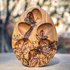 Engraved Cherry Wood Egg Tray: Personalized Half Dozen Egg Holder