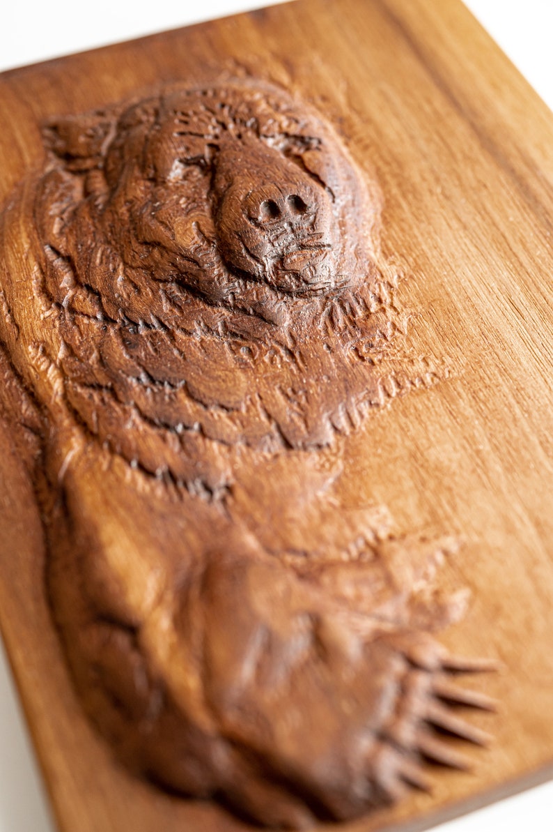 Rustic Wooden Bear Wall Art With 3D Effect Handcrafted Etsy
