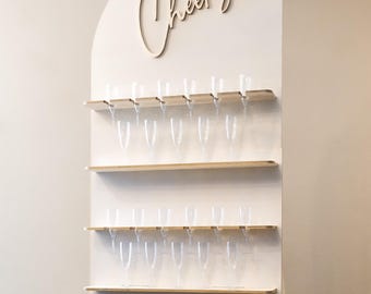 Présentoir mural à champagne pour mariage avec enseigne Cheers - 6,5 pi